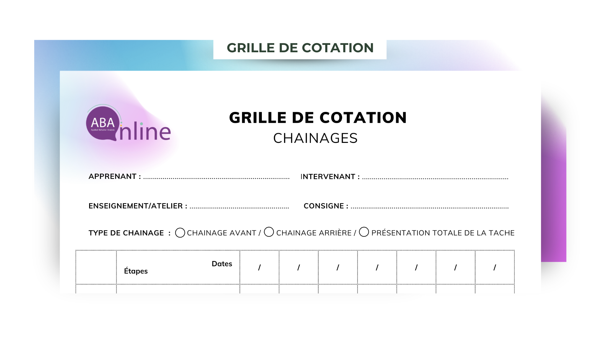 Grille de cotation : Chainage